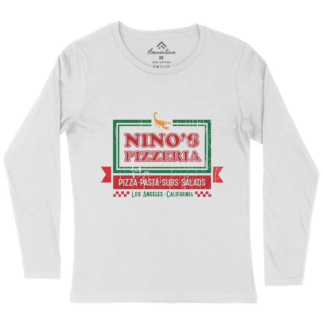 Ninos Pizzeria Womens Long Sleeve T-Shirt Food D313