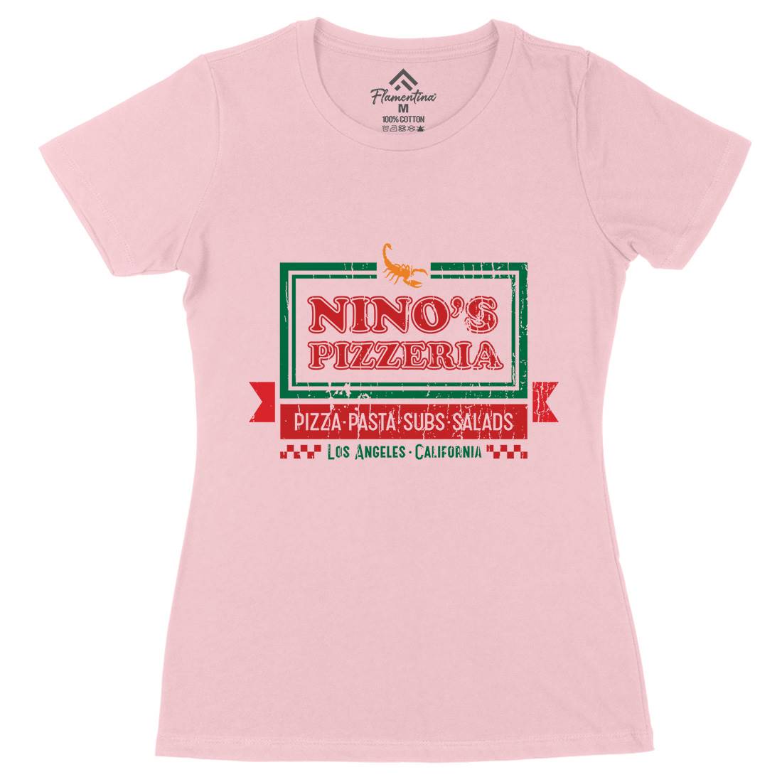 Ninos Pizzeria Womens Organic Crew Neck T-Shirt Food D313