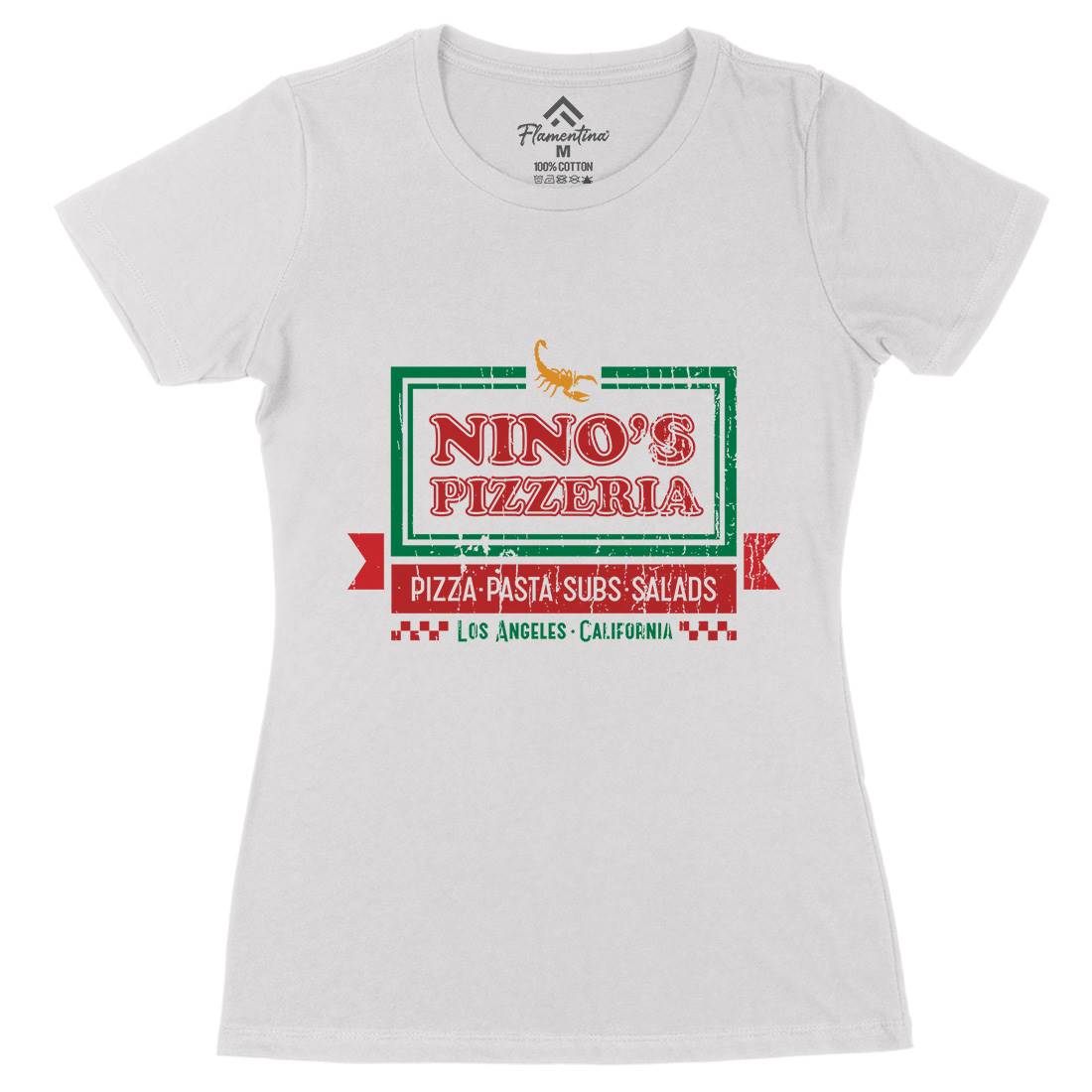 Ninos Pizzeria Womens Organic Crew Neck T-Shirt Food D313