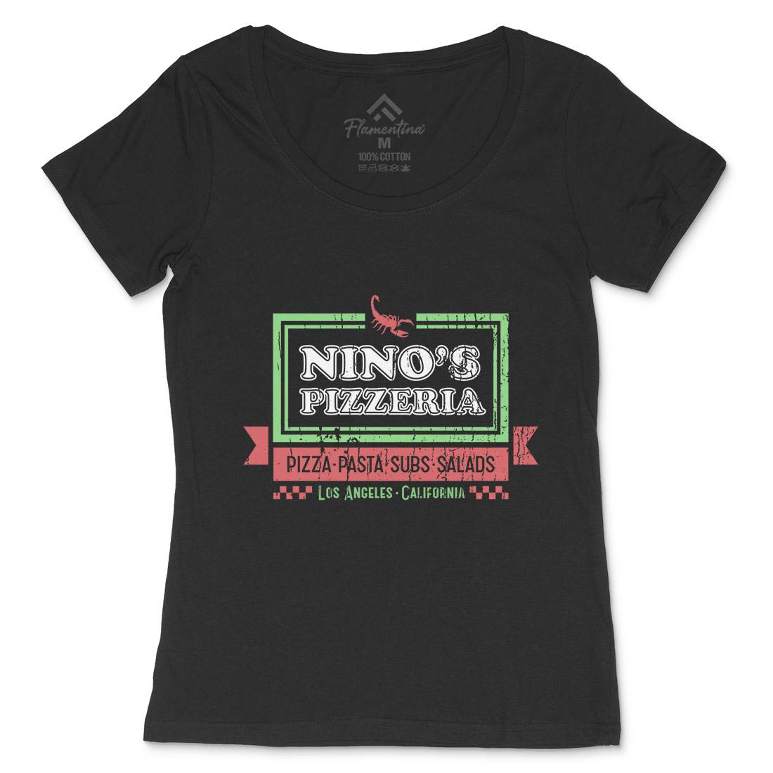 Ninos Pizzeria Womens Scoop Neck T-Shirt Food D313