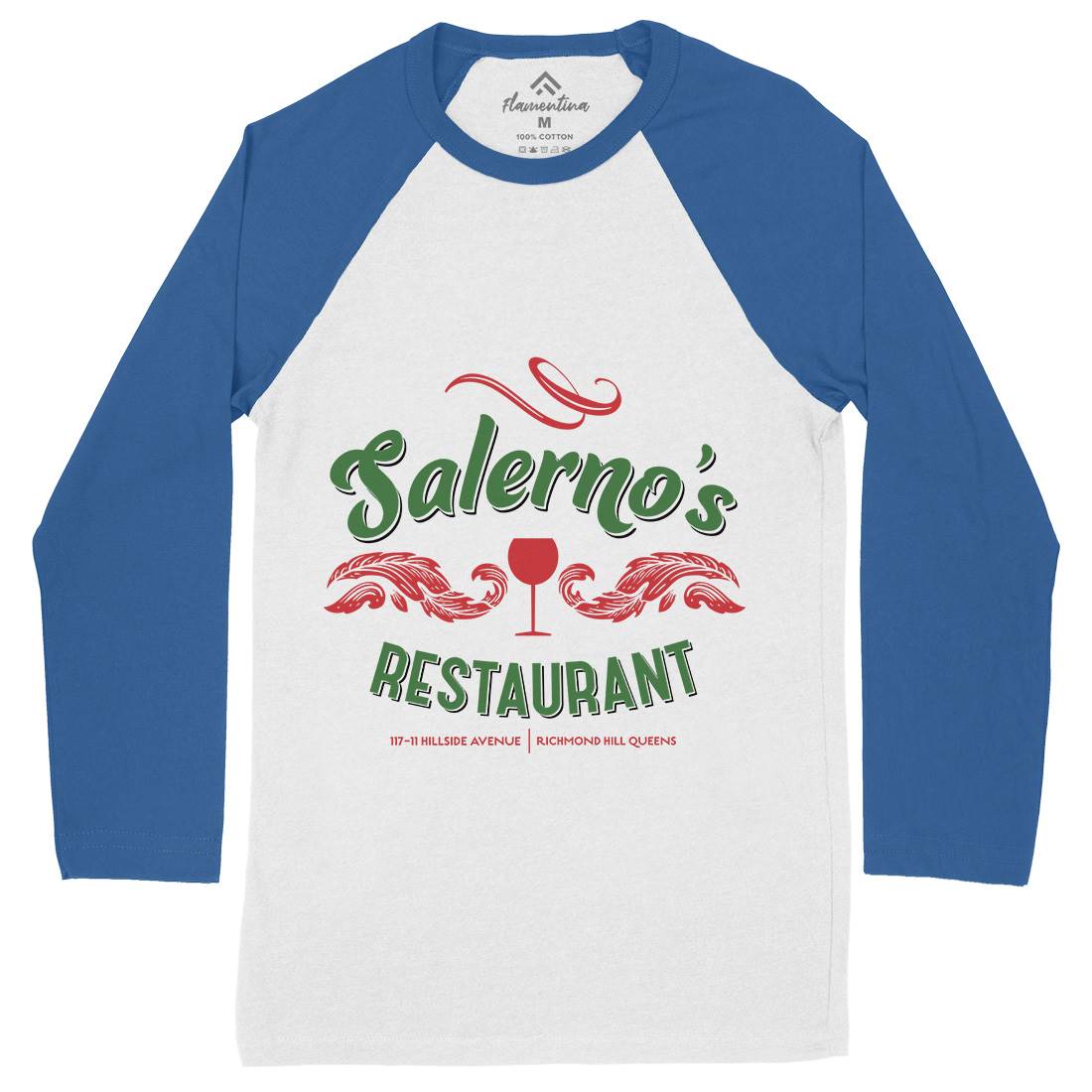 Salernos Restaurant Mens Long Sleeve Baseball T-Shirt Food D316