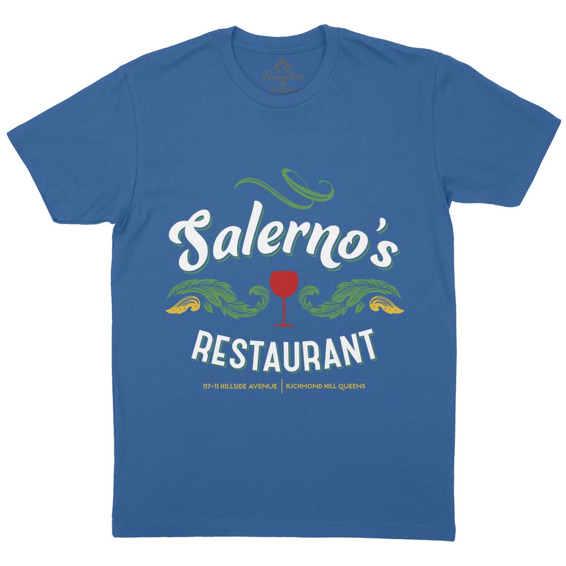 Salernos Restaurant Mens Organic Crew Neck T-Shirt Food D316