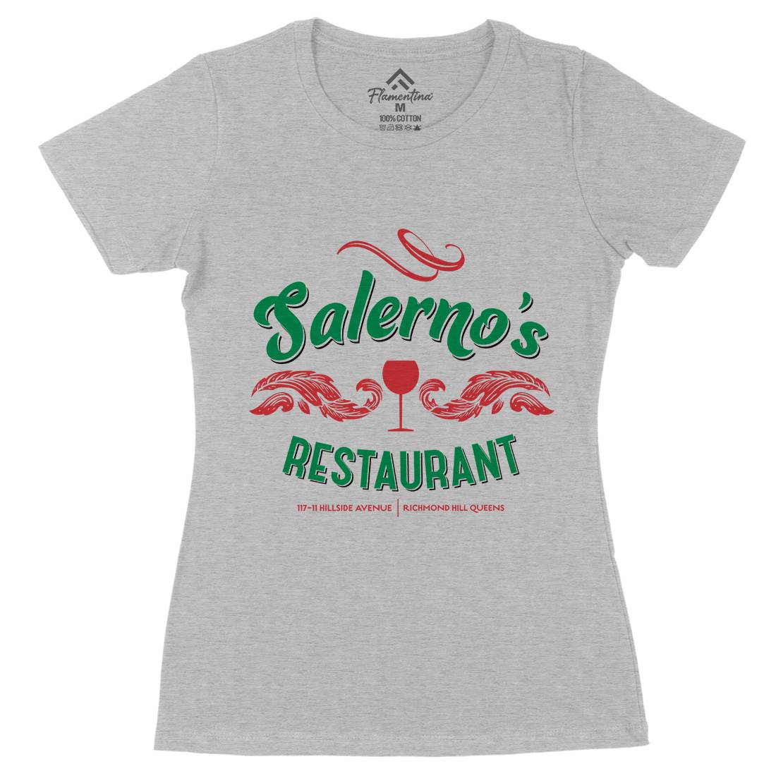Salernos Restaurant Womens Organic Crew Neck T-Shirt Food D316