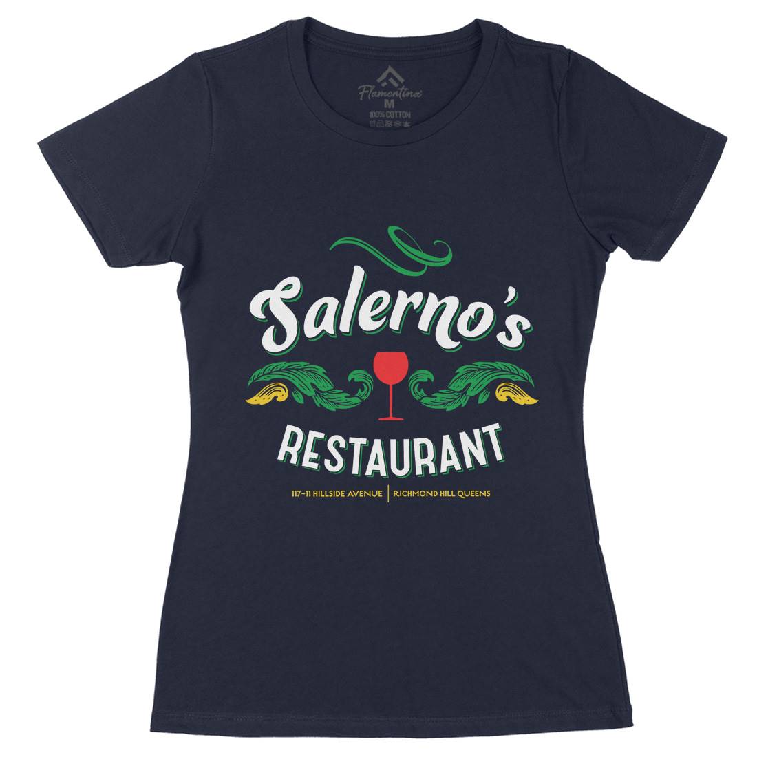 Salernos Restaurant Womens Organic Crew Neck T-Shirt Food D316