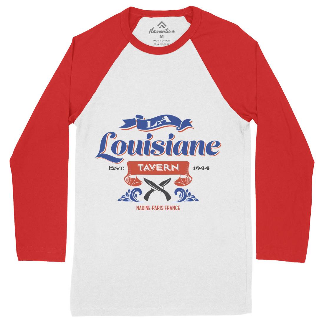 La Louisiane Tavern Mens Long Sleeve Baseball T-Shirt Food D317