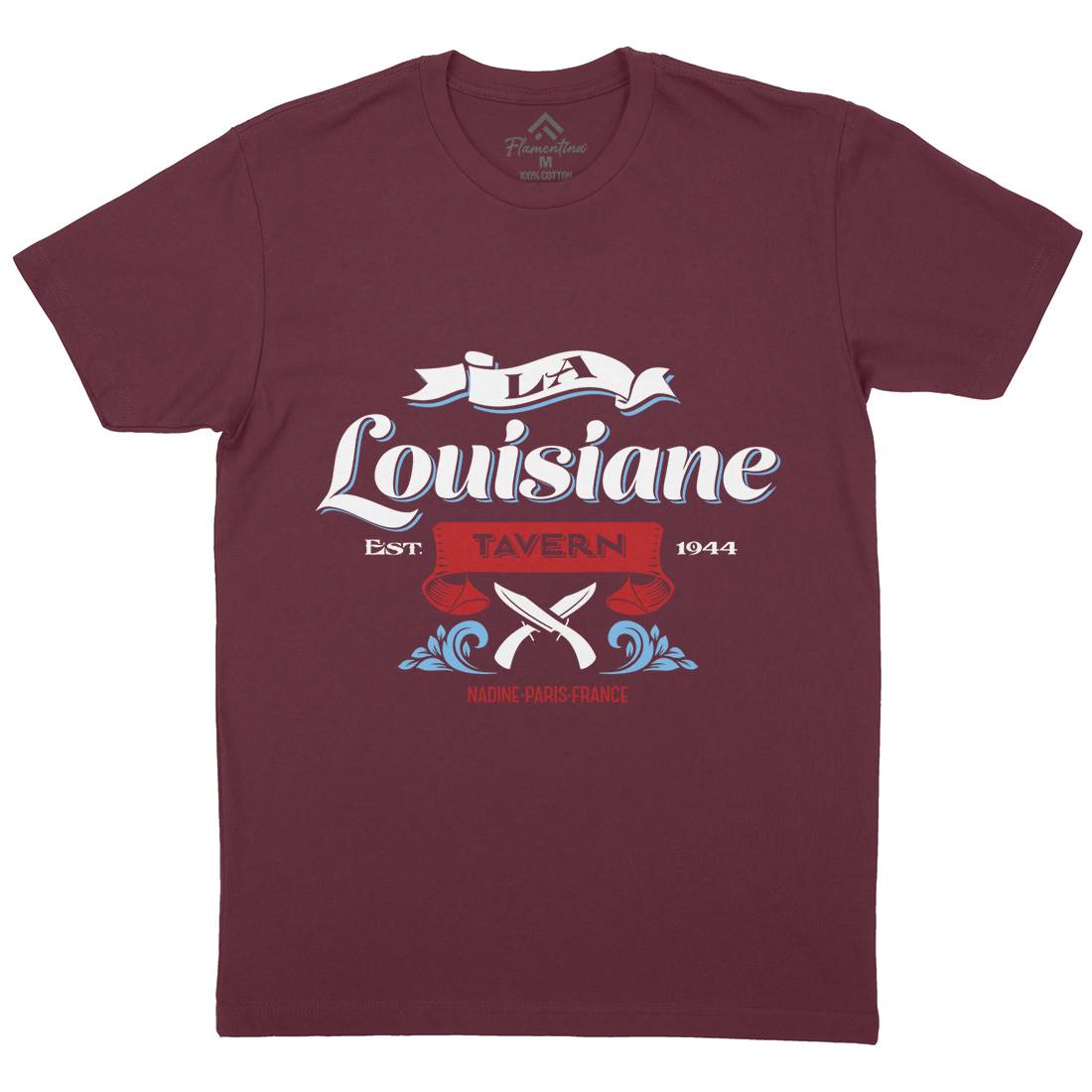 La Louisiane Tavern Mens Organic Crew Neck T-Shirt Food D317