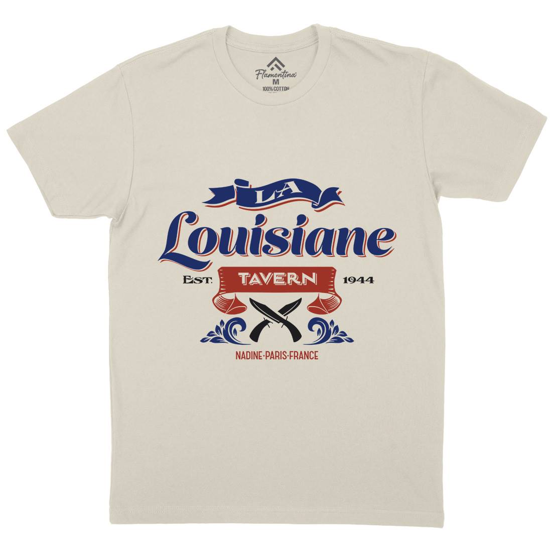 La Louisiane Tavern Mens Organic Crew Neck T-Shirt Food D317