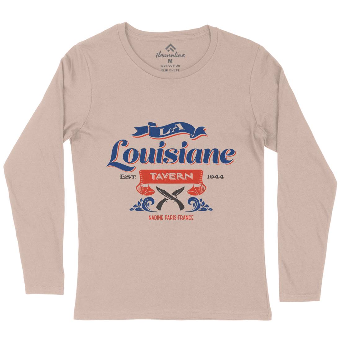La Louisiane Tavern Womens Long Sleeve T-Shirt Food D317
