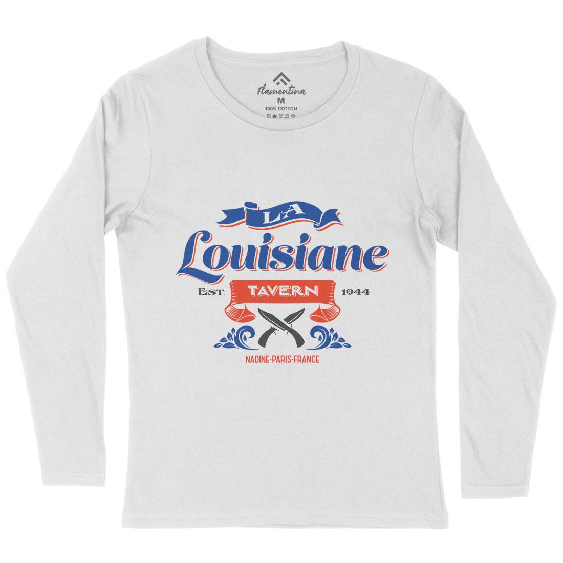 La Louisiane Tavern Womens Long Sleeve T-Shirt Food D317