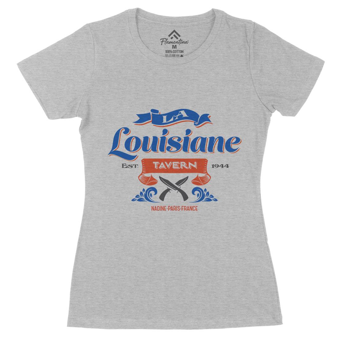 La Louisiane Tavern Womens Organic Crew Neck T-Shirt Food D317