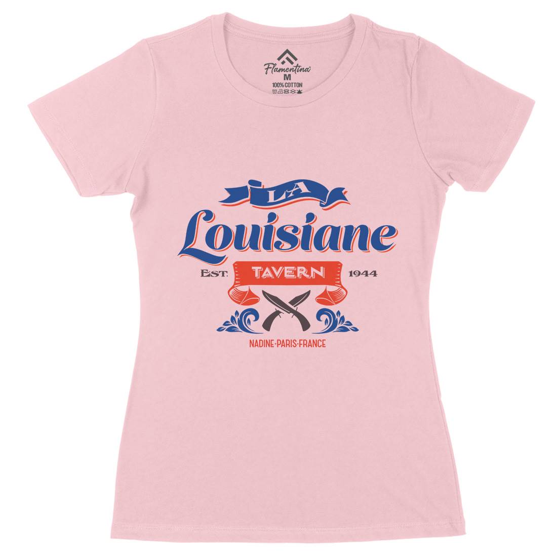 La Louisiane Tavern Womens Organic Crew Neck T-Shirt Food D317