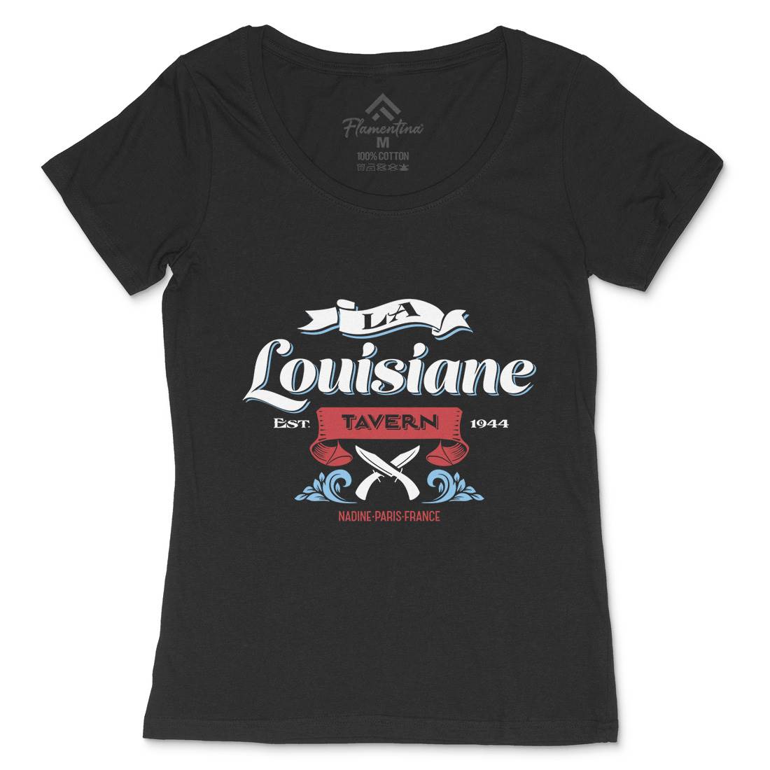 La Louisiane Tavern Womens Scoop Neck T-Shirt Food D317