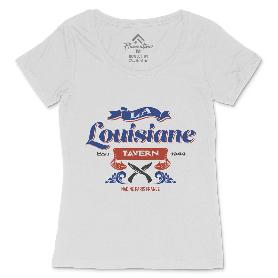 La Louisiane Tavern Womens Scoop Neck T-Shirt Food D317