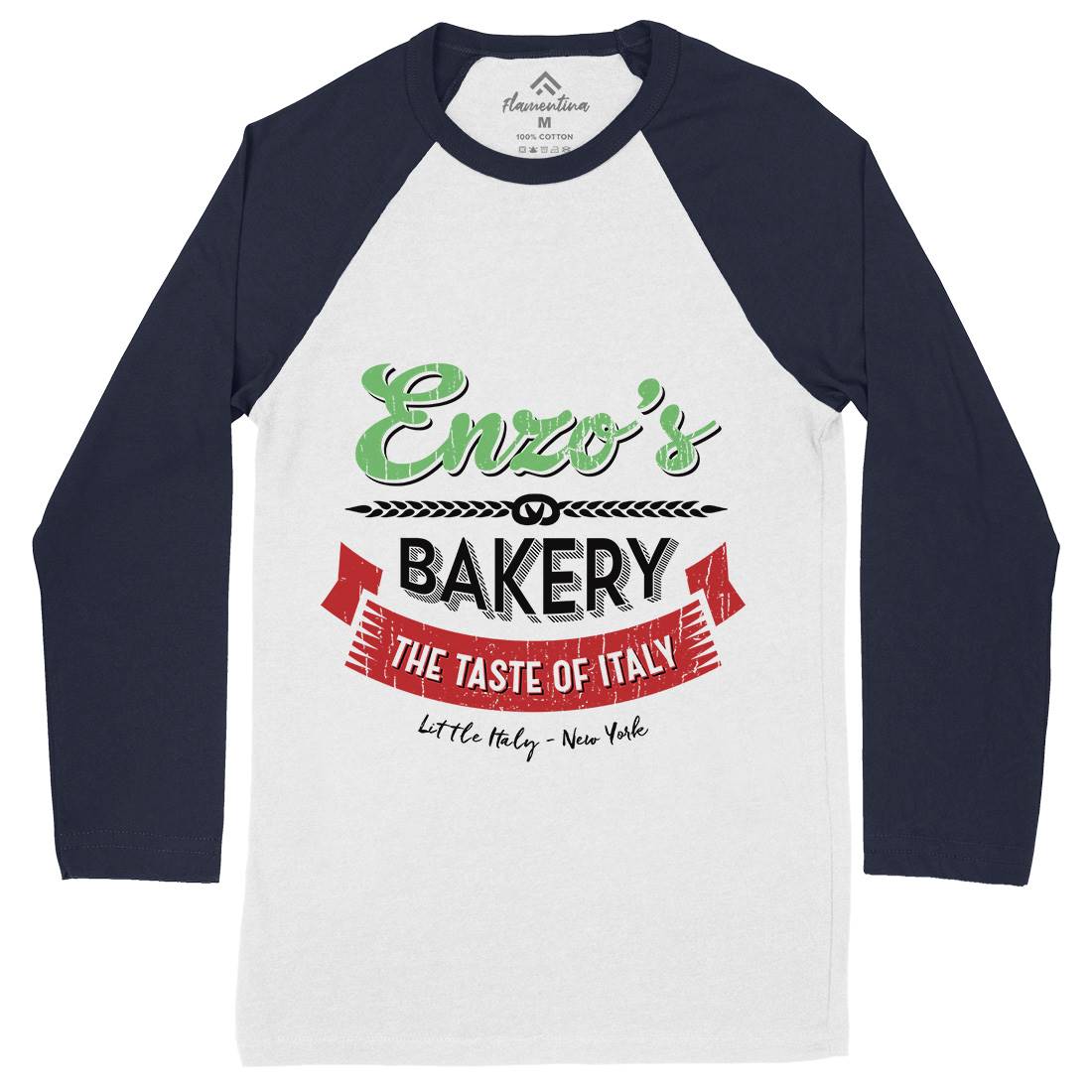 Enzos Bakery Mens Long Sleeve Baseball T-Shirt Food D318