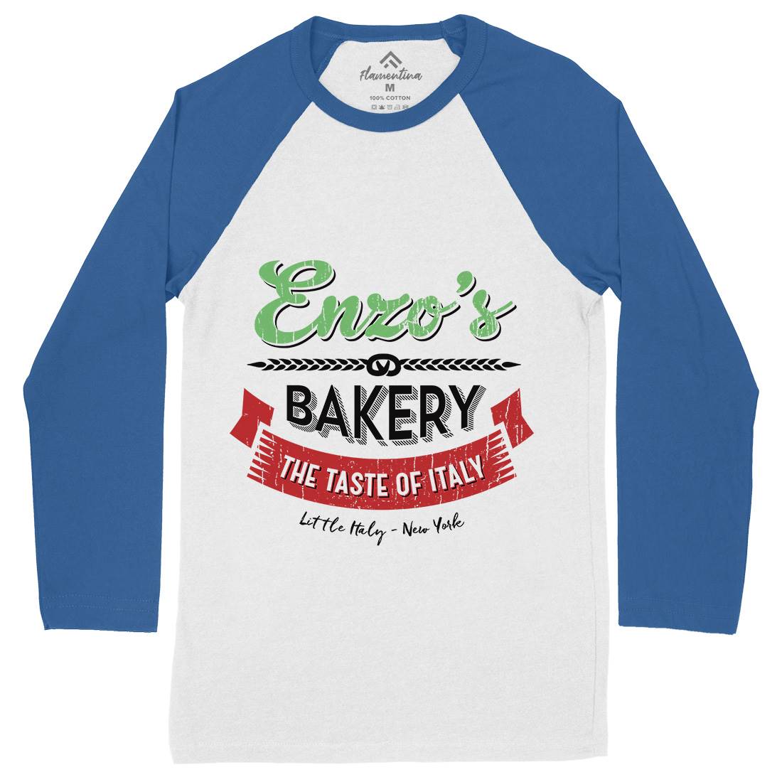 Enzos Bakery Mens Long Sleeve Baseball T-Shirt Food D318
