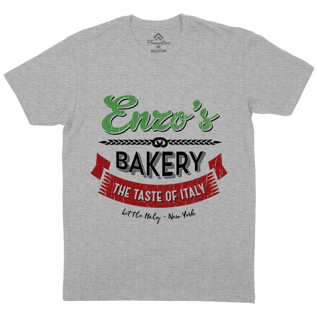 Enzos Bakery Mens Organic Crew Neck T-Shirt Food D318