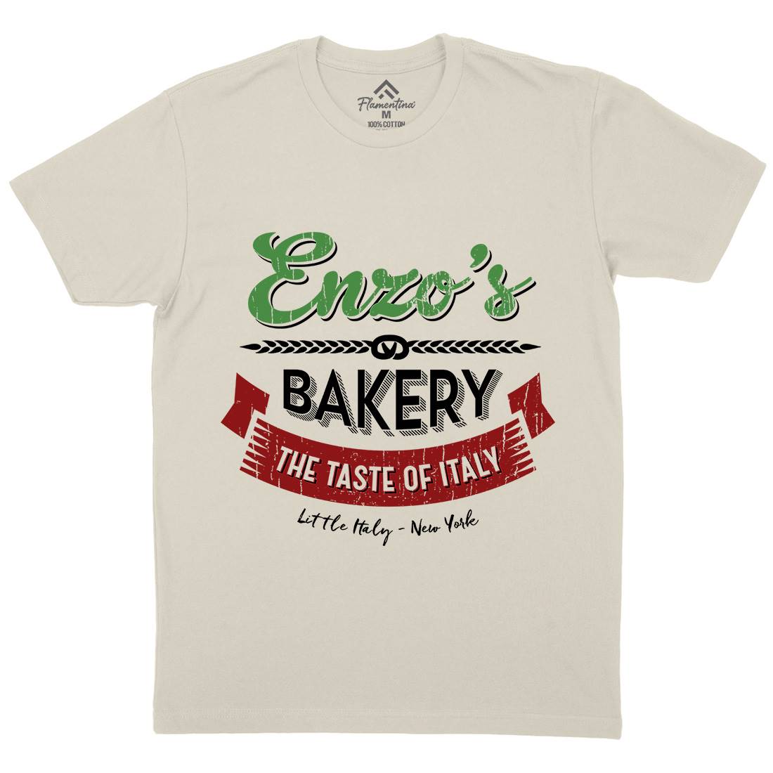 Enzos Bakery Mens Organic Crew Neck T-Shirt Food D318