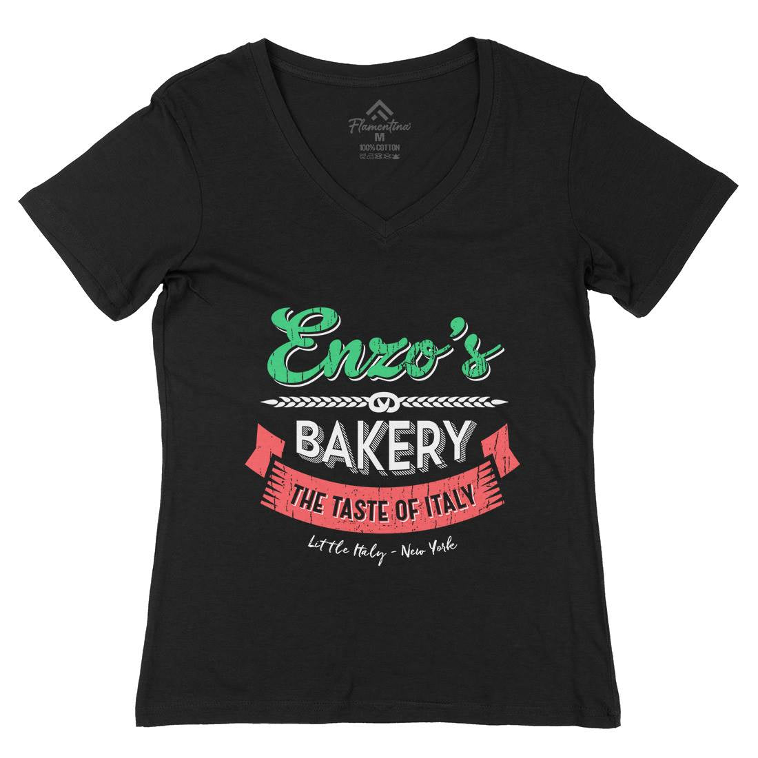 Enzos Bakery Womens Organic V-Neck T-Shirt Food D318