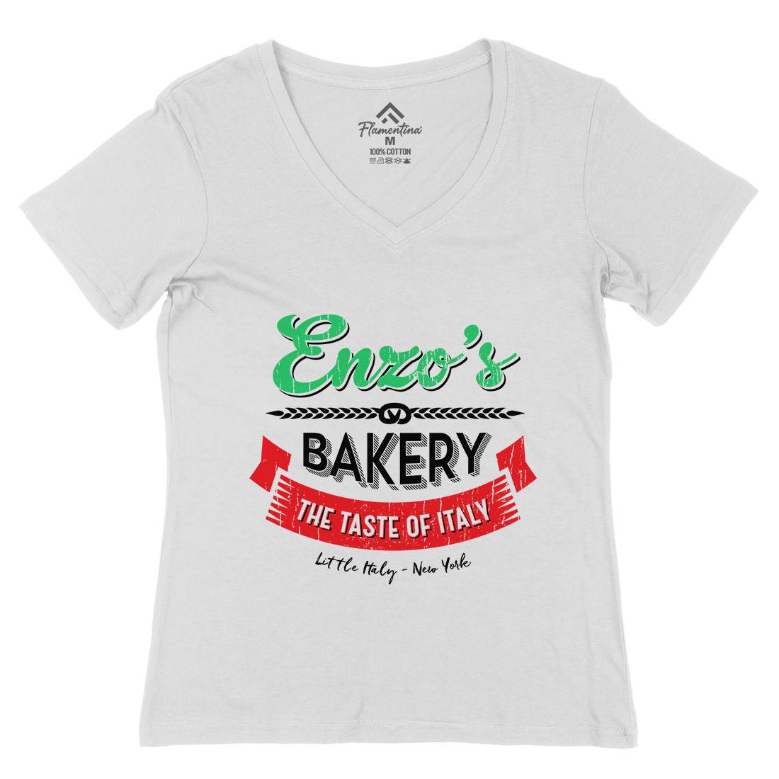 Enzos Bakery Womens Organic V-Neck T-Shirt Food D318