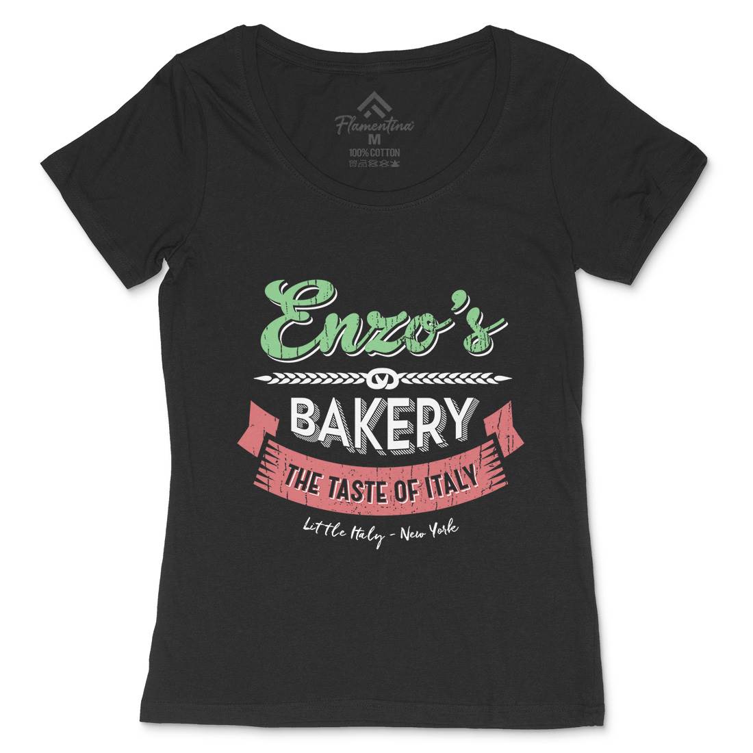 Enzos Bakery Womens Scoop Neck T-Shirt Food D318