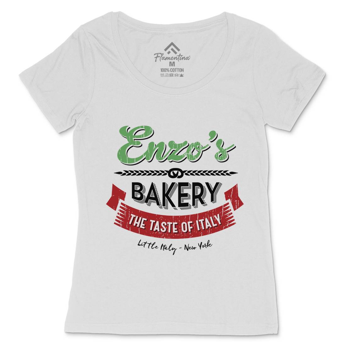 Enzos Bakery Womens Scoop Neck T-Shirt Food D318