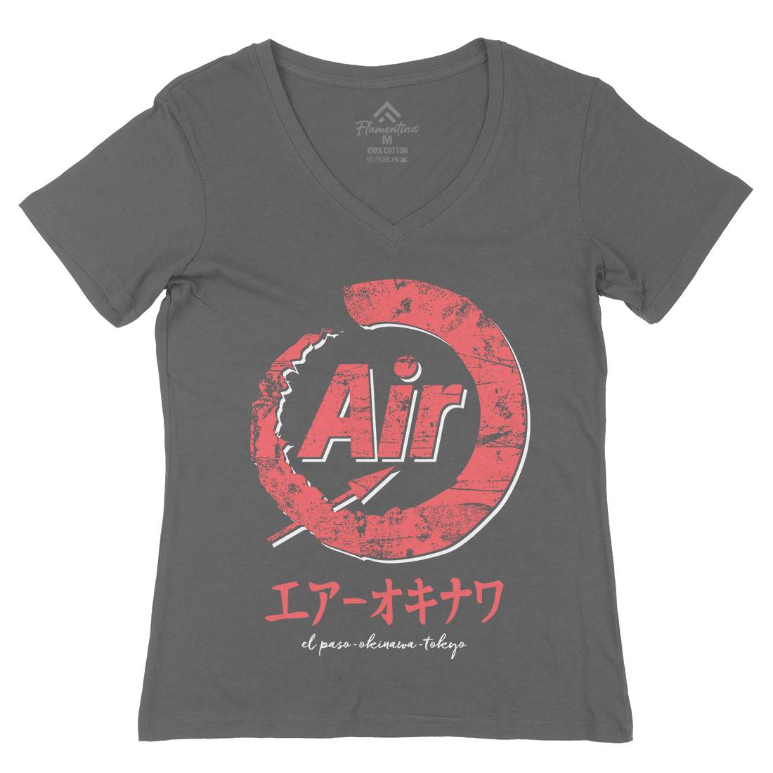 Air-O Womens Organic V-Neck T-Shirt Retro D320