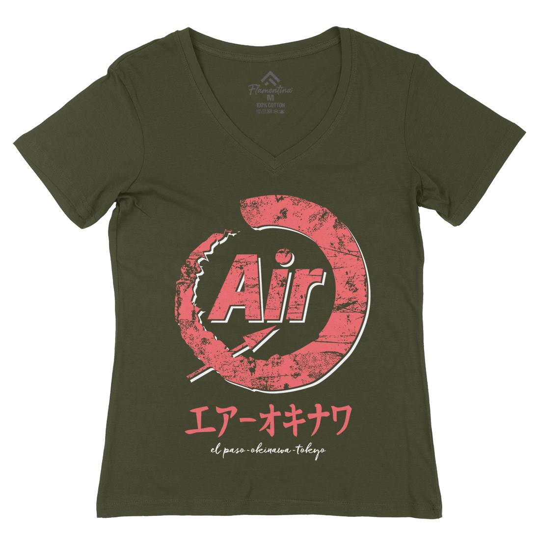 Air-O Womens Organic V-Neck T-Shirt Retro D320