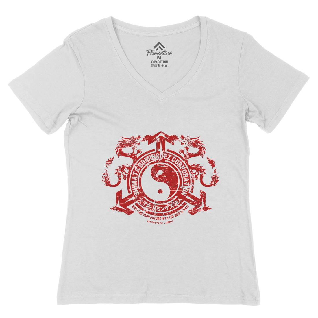 Shimata Dominguez Womens Organic V-Neck T-Shirt Space D325
