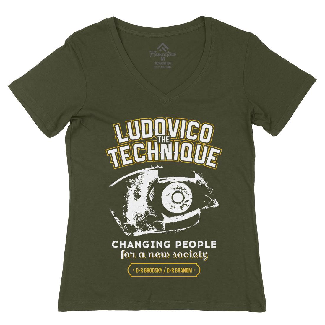 Ludovico Technique Womens Organic V-Neck T-Shirt Horror D326