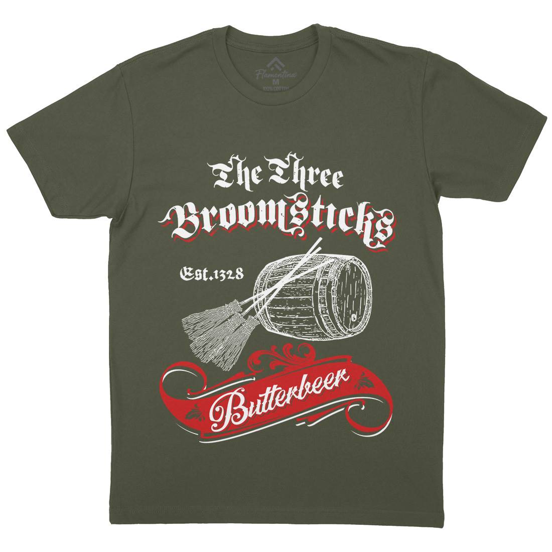 Three Broomsticks Mens Organic Crew Neck T-Shirt Drinks D327