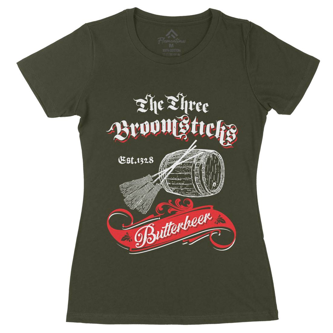 Three Broomsticks Womens Organic Crew Neck T-Shirt Drinks D327