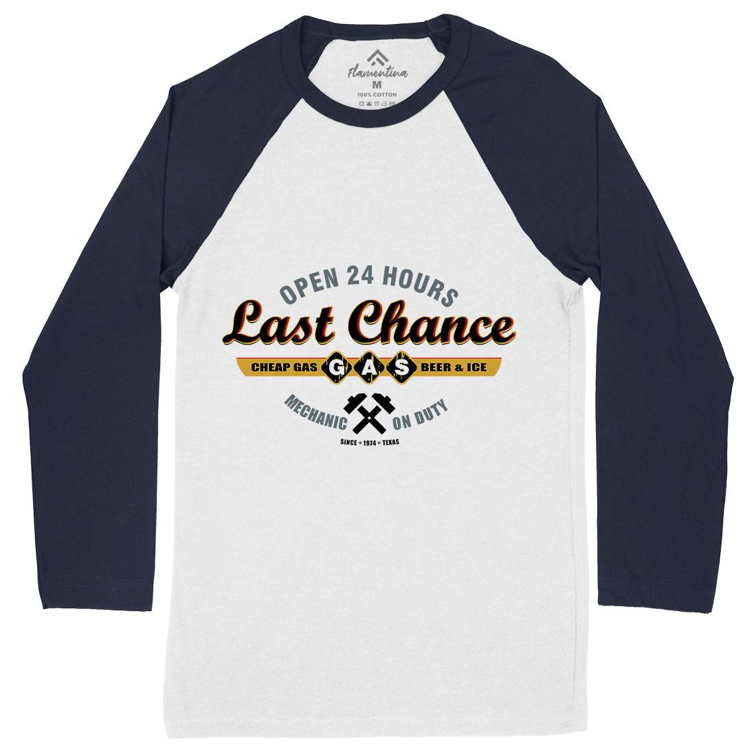 Last Chance Gasoline Mens Long Sleeve Baseball T-Shirt Horror D328