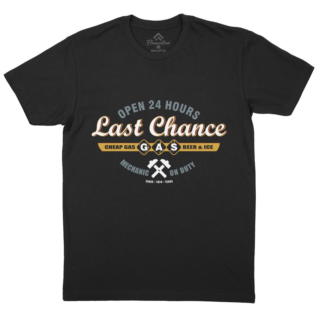 Last Chance Gasoline Mens Organic Crew Neck T-Shirt Horror D328