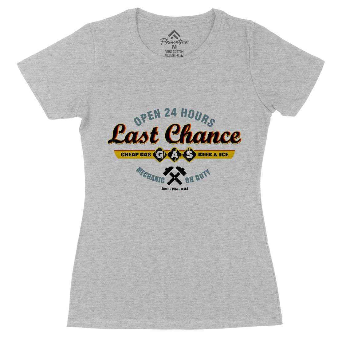 Last Chance Gasoline Womens Organic Crew Neck T-Shirt Horror D328