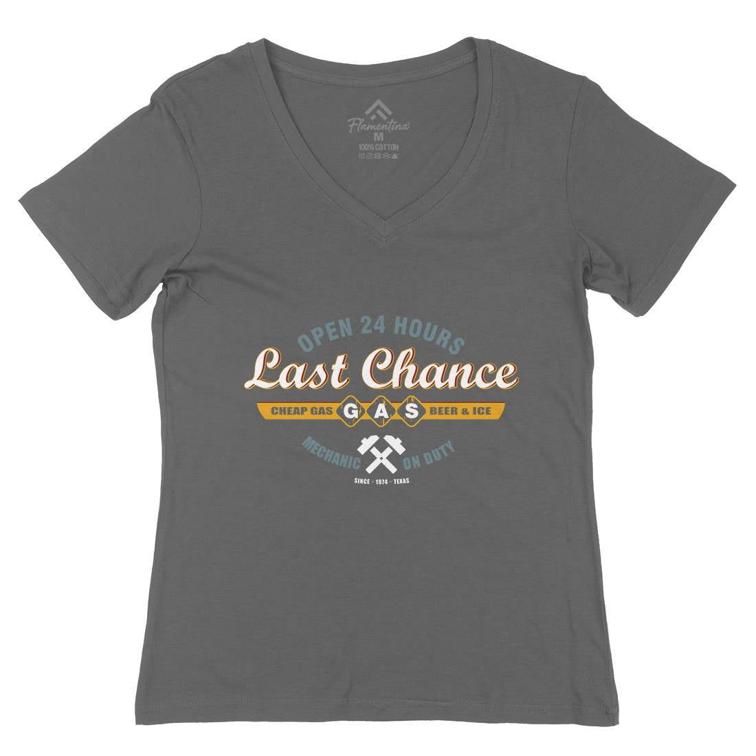 Last Chance Gasoline Womens Organic V-Neck T-Shirt Horror D328