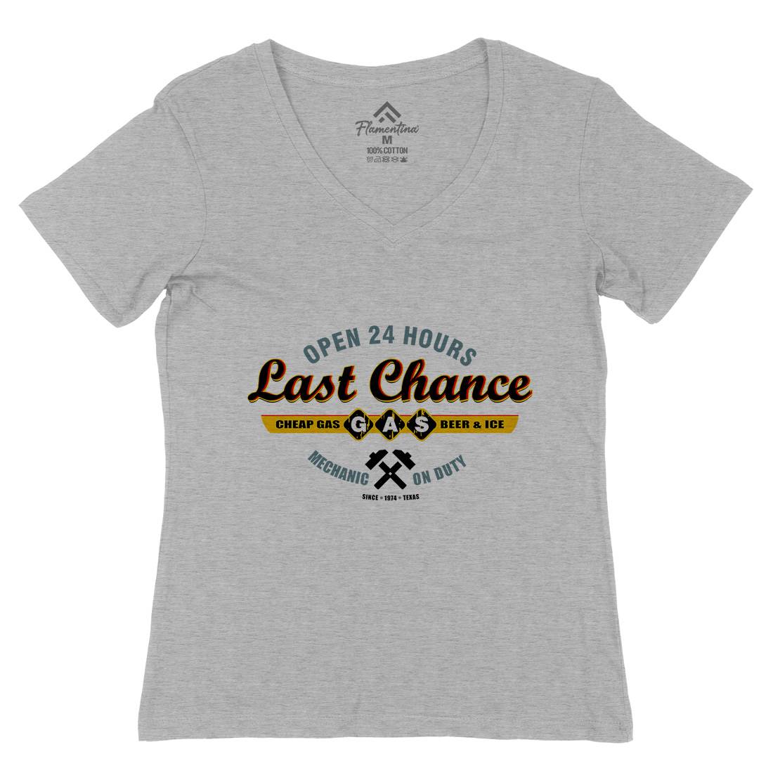 Last Chance Gasoline Womens Organic V-Neck T-Shirt Horror D328