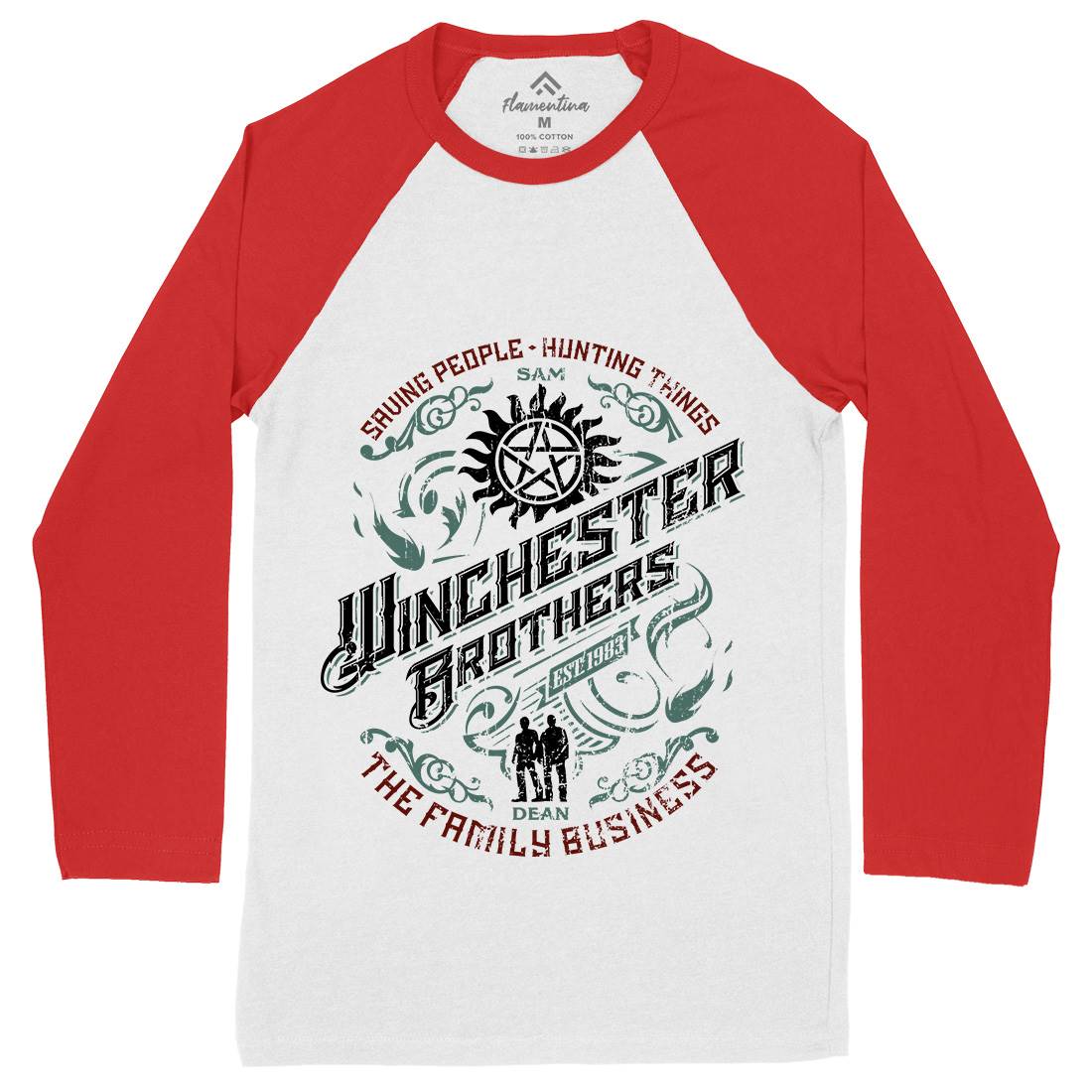 Winchester Mens Long Sleeve Baseball T-Shirt Horror D330