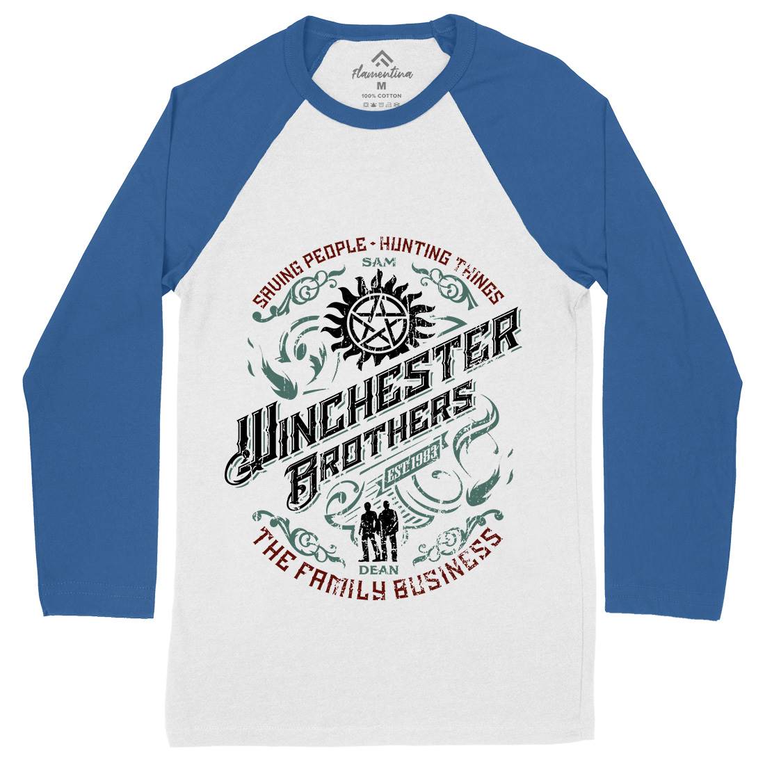 Winchester Mens Long Sleeve Baseball T-Shirt Horror D330
