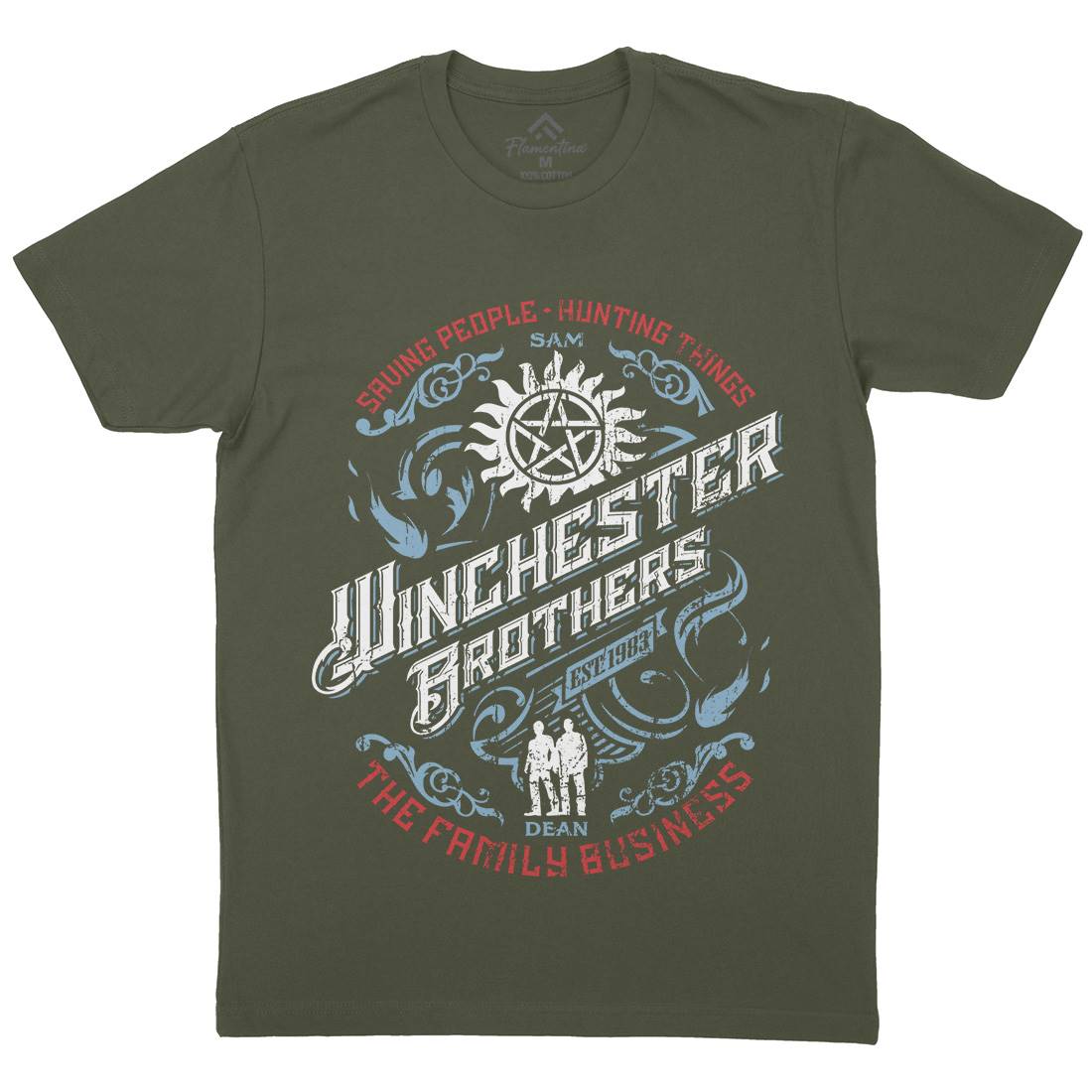 Winchester Mens Organic Crew Neck T-Shirt Horror D330