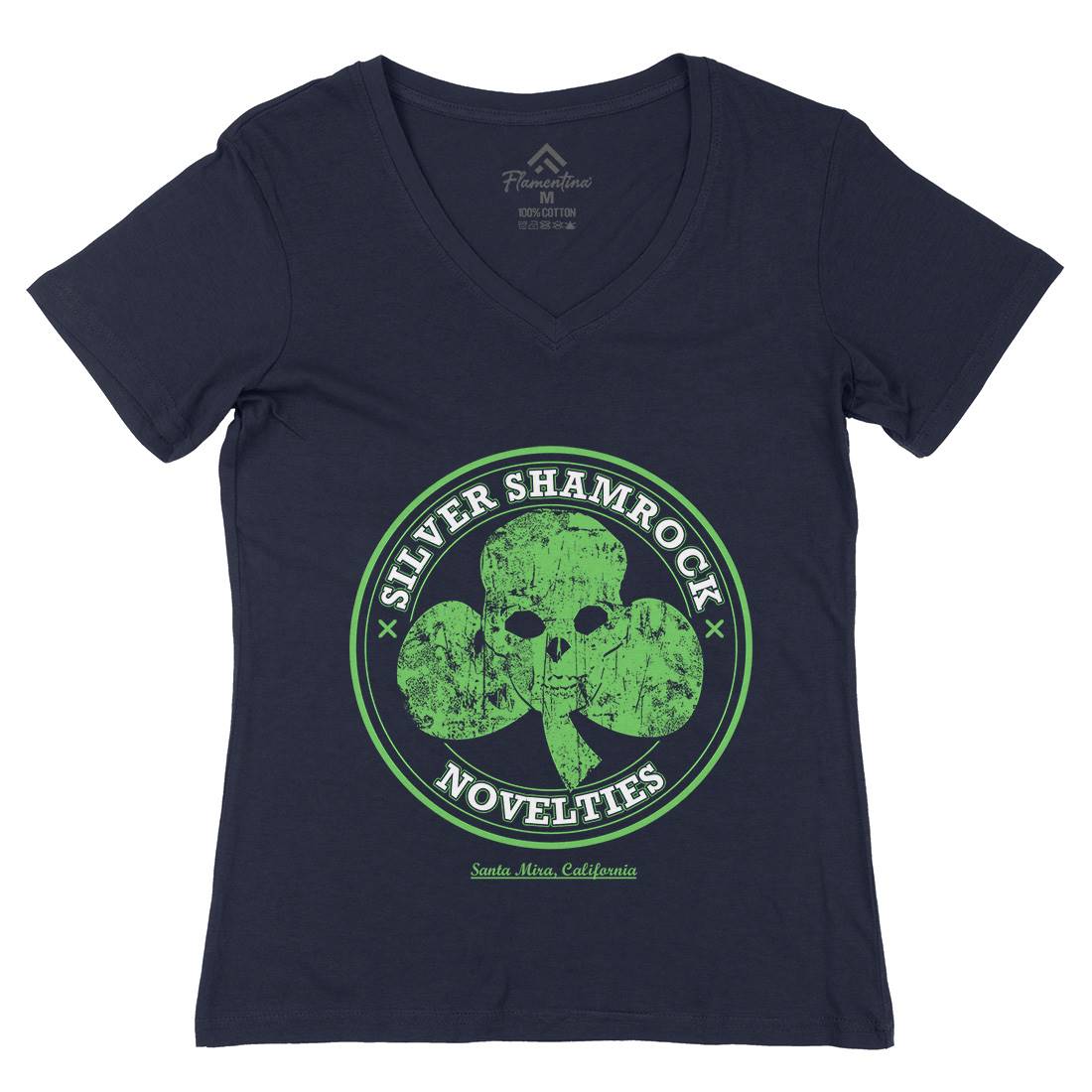 Silver Shamrock Novelties Womens Organic V-Neck T-Shirt Horror D332