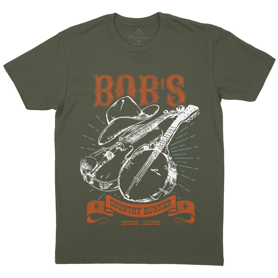 Bobs Bunker Mens Organic Crew Neck T-Shirt Music D334