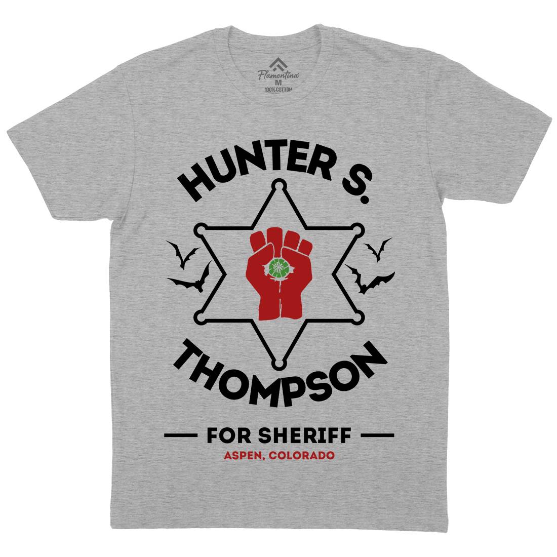 Hunter Thompson Mens Organic Crew Neck T-Shirt Retro D336