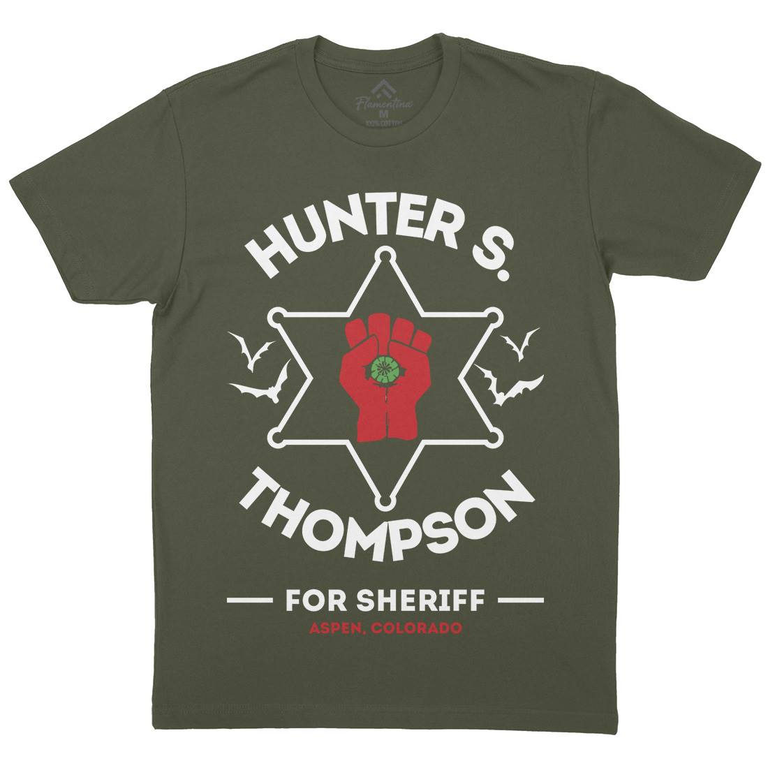 Hunter Thompson Mens Organic Crew Neck T-Shirt Retro D336