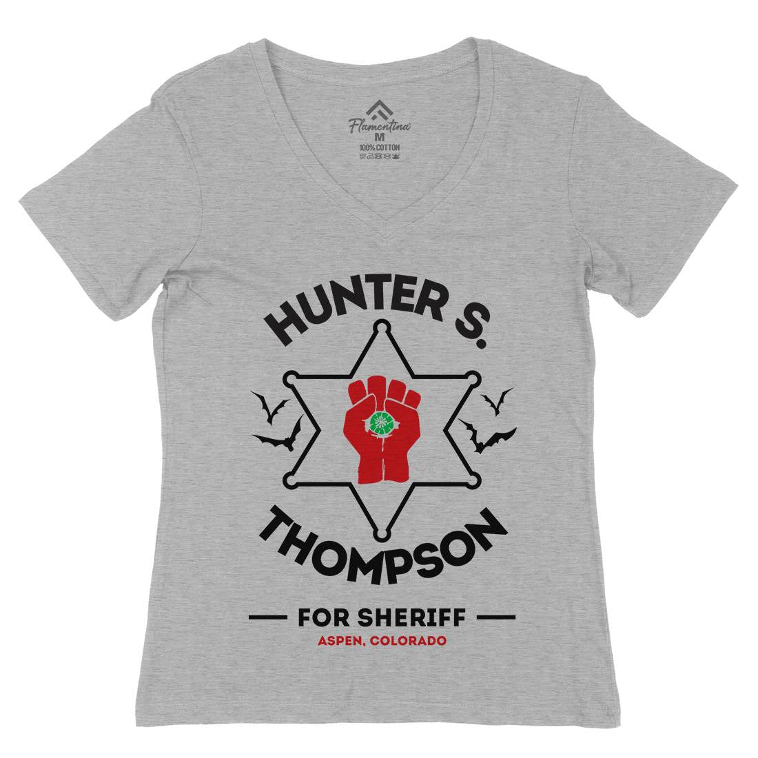 Hunter Thompson Womens Organic V-Neck T-Shirt Retro D336