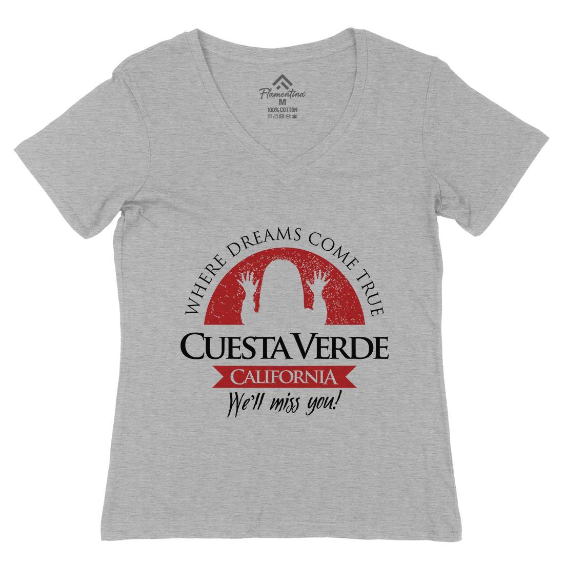 Cuesta Verde Womens Organic V-Neck T-Shirt Horror D337