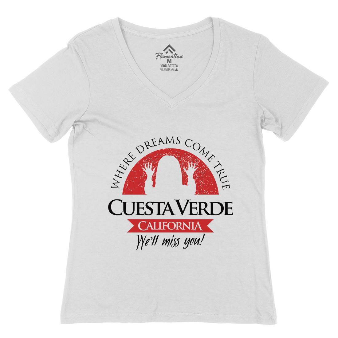 Cuesta Verde Womens Organic V-Neck T-Shirt Horror D337