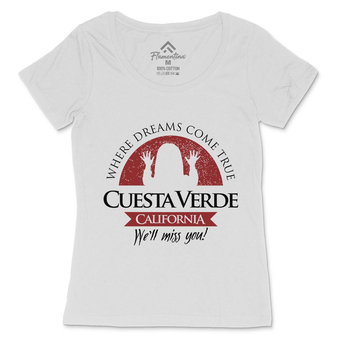 Cuesta Verde Womens Scoop Neck T-Shirt Horror D337
