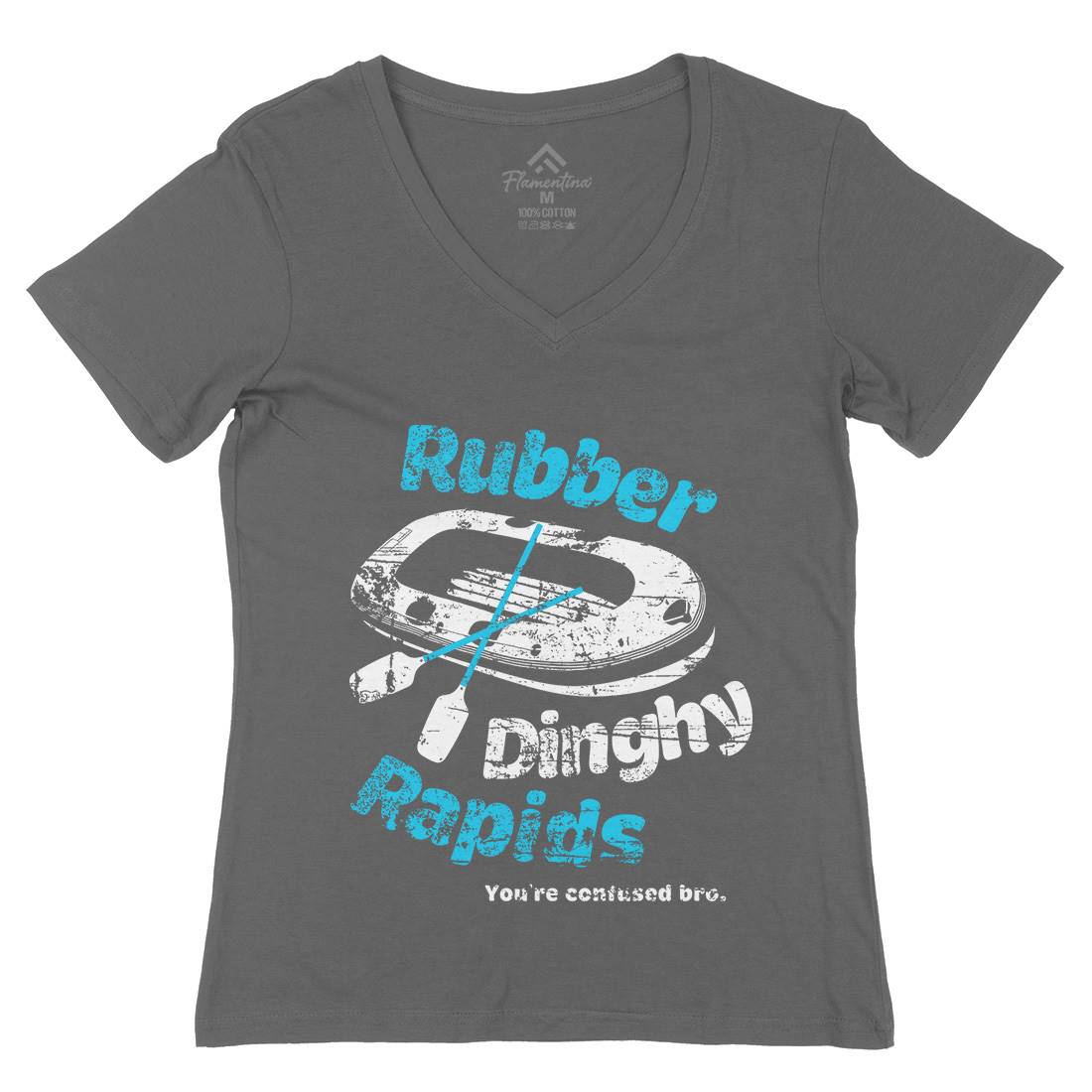 Rubber Dinghy Rapids Womens Organic V-Neck T-Shirt Sport D338