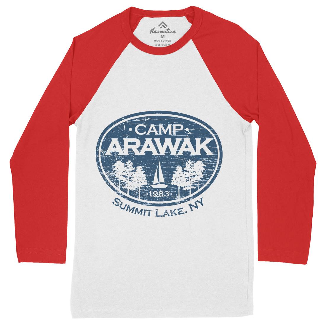 Camp Arawak Mens Long Sleeve Baseball T-Shirt Horror D341