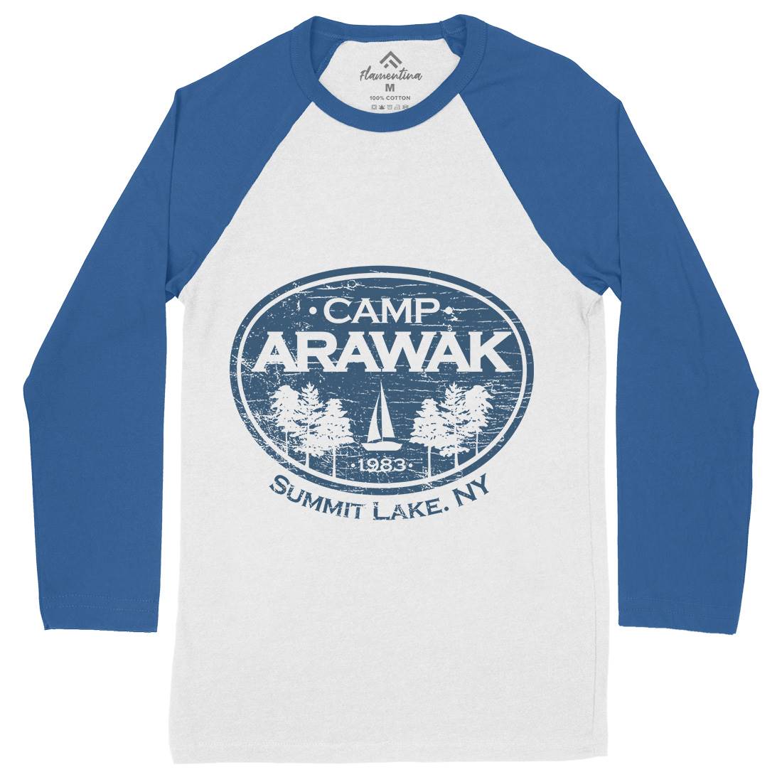 Camp Arawak Mens Long Sleeve Baseball T-Shirt Horror D341